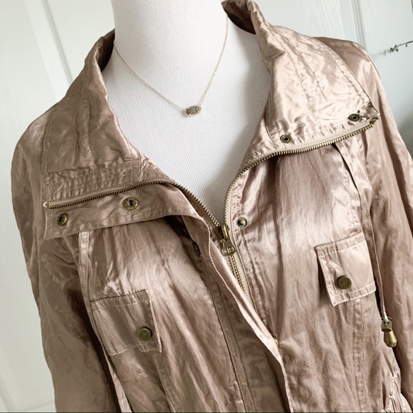 Just B Taupe Satin Utility Jacket - Picture 3 of 8